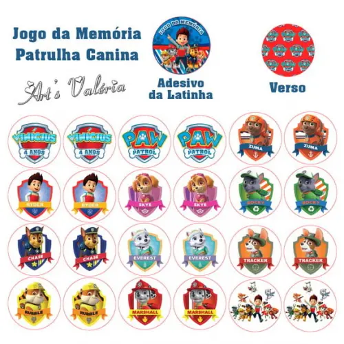 Jogo Da Memória Patrulha Canina