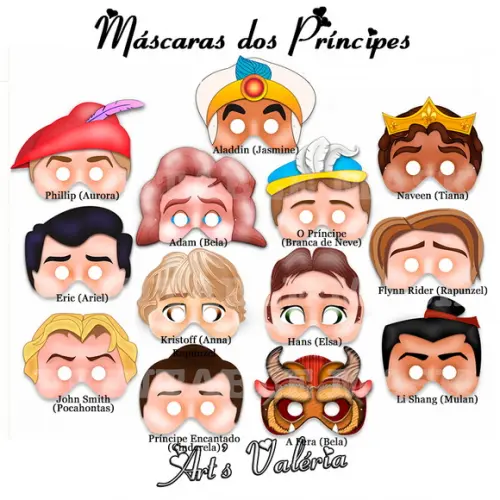 Máscaras Das Príncipes - Valor Unitário