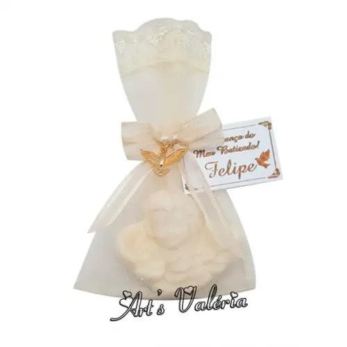 Sachet Organza com Sabonete Anjo e Pingente