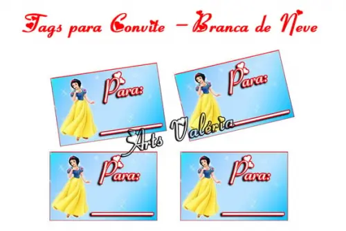 Tag para Convites Branca de Neve