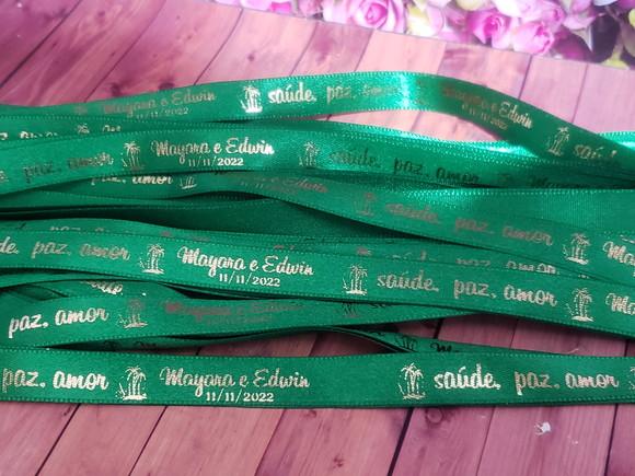 10 Fitinhas Personalizadas Estampa Dourada ou Prata 10mm