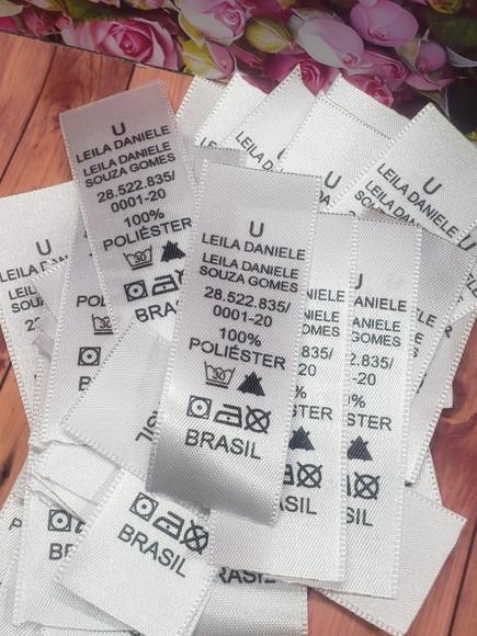 100 Etiquetas de Composição em Cetim 38 mm