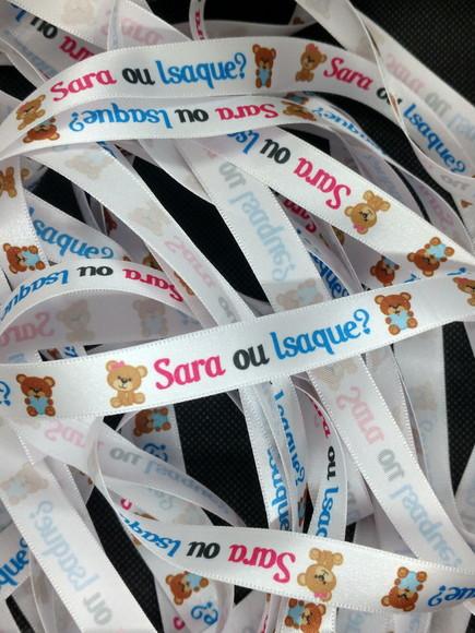 100 Fitinhas Personalizadas de Cetim 1 cm x 35 cm