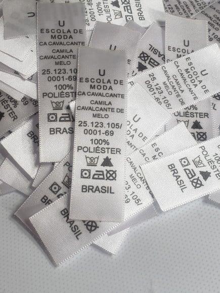150 Etiquetas de Composição em Cetim 22 mm