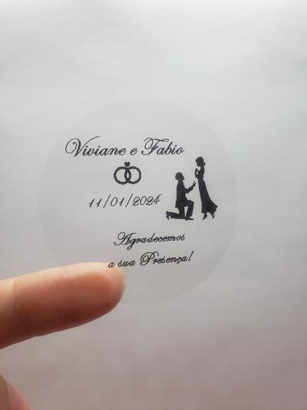 200 Etiquetas Adesivas Transparente Personalizadas 4x4