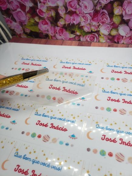 50 Etiquetas Adesivas Personalizadas 5 cm Vinil Transparente