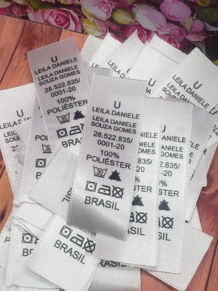 50 Etiquetas de Composição em Cetim 22 mm