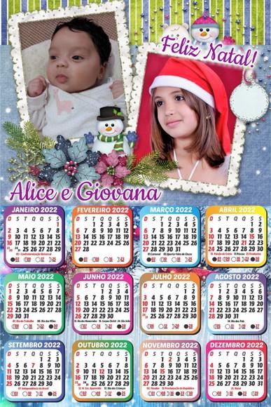 Calendário 2022 Personalizado- Natal 21x28 cm