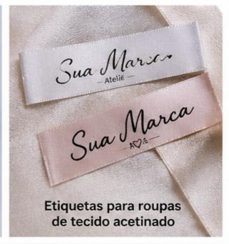 50 Etiquetas de Cetim Personalizadas 15mm