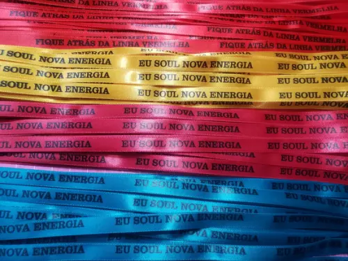 100 Fitinhas Personalizadas de Cetim 1 cm x 35 cm