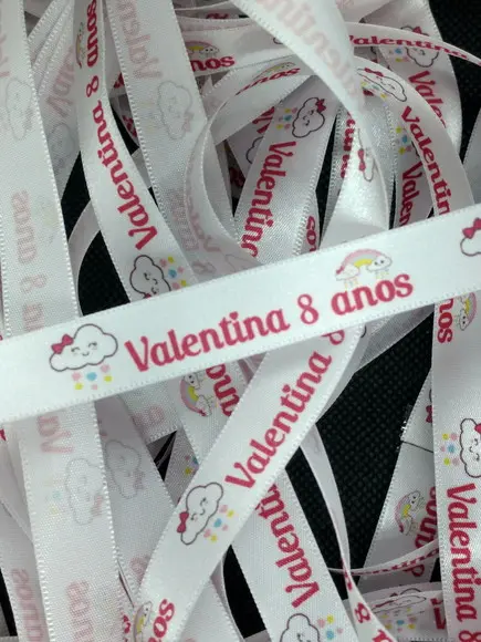 100 Fitinhas Personalizadas de Cetim 1 cm x 35 cm