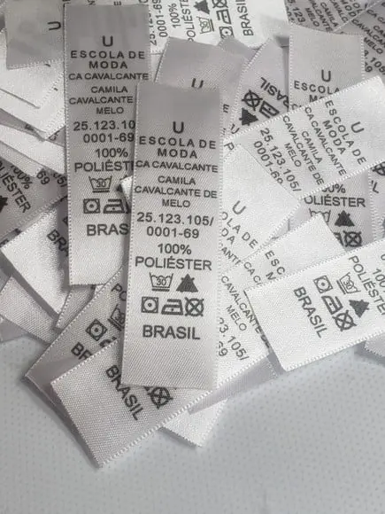 150 Etiquetas de Composição em Cetim 22 mm
