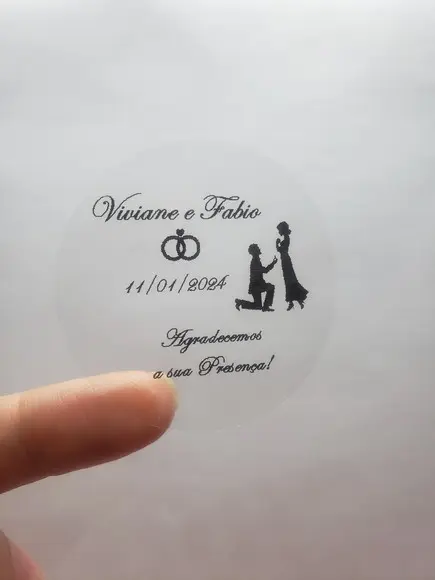 200 Etiquetas Adesivas Transparente Personalizadas 4x4