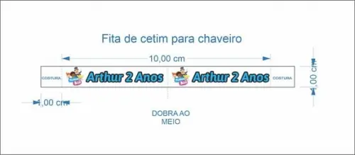 30 Fitas de Cetim para Chaveiro Personalizada 10mm x 100 mm