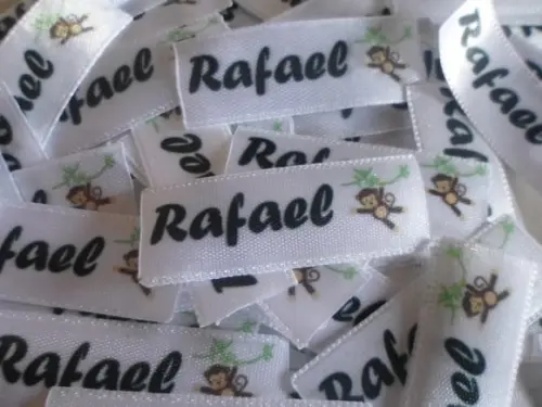 400 Etiquetas de Cetim Personalizadas 1,5 cm x 1,5 cm