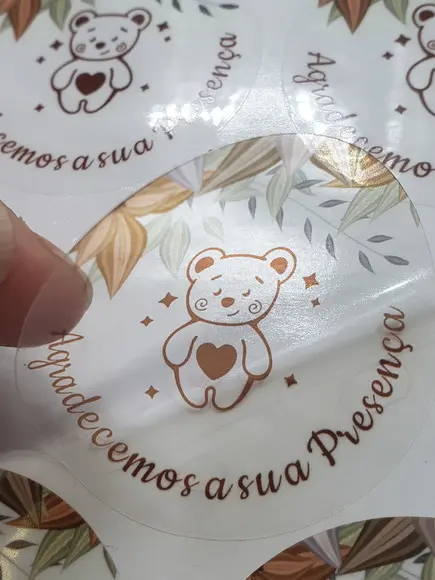 50 Etiquetas Adesivas Personalizadas 5 cm Vinil Transparente