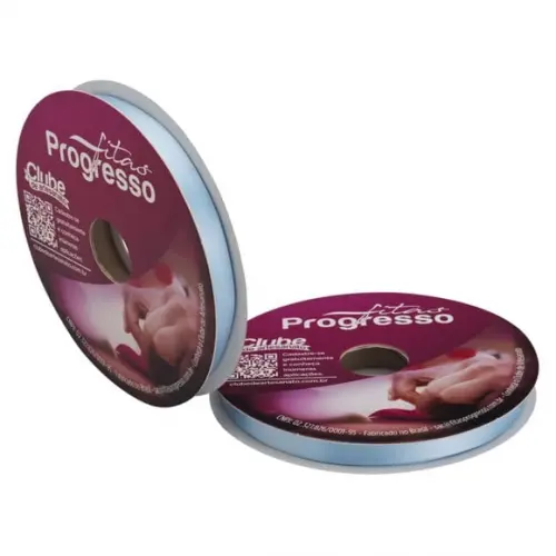 Fita Cetim Simples 10mm Cor 212 Azul Bebê Rol 50 Metro