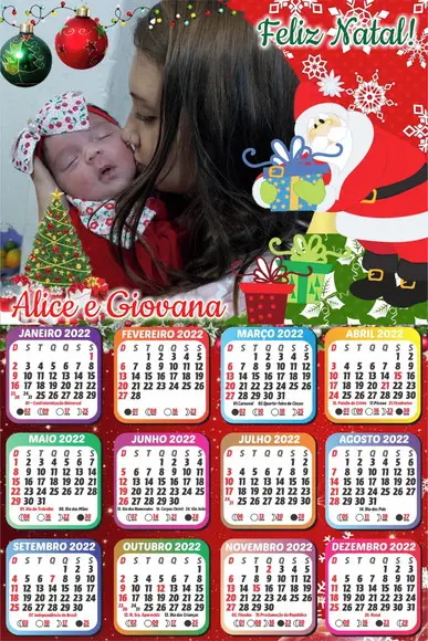 Calendário 2022 Personalizado- Natal 21x28 cm