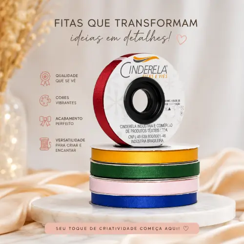 Fitas Tafetá Cinderela 50 Metros
