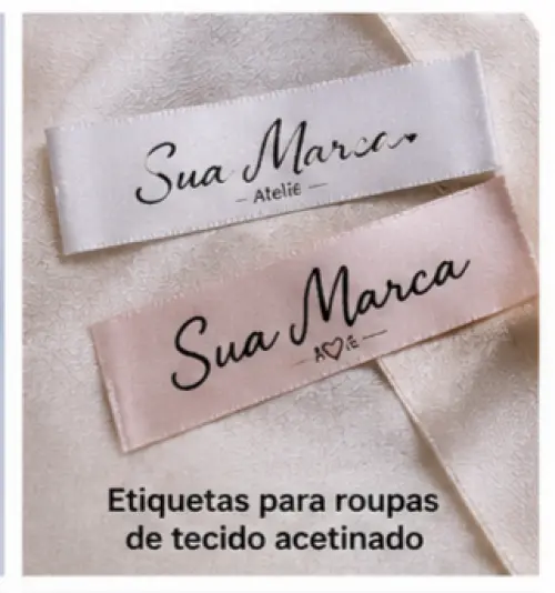 50 Etiquetas de Cetim Personalizadas 15mm