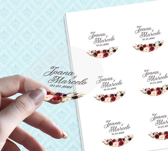 100 Etiquetas Casamento Transparente em vinil Pode Molhar