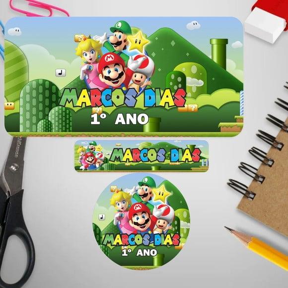 120 Etiquetas Escolares Mario Bross