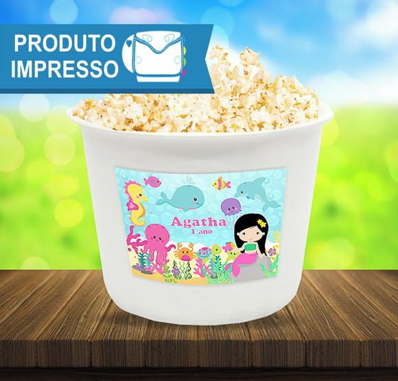Adesivo Balde de Pipoca Sereia Cute