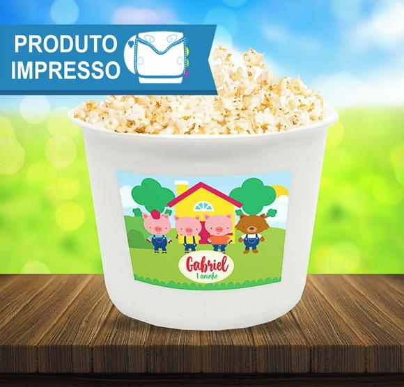 Adesivo Balde Pipoca Os Trés Porquinhos