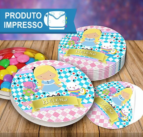 Adesivo Redondo para Latinha Alice Cute