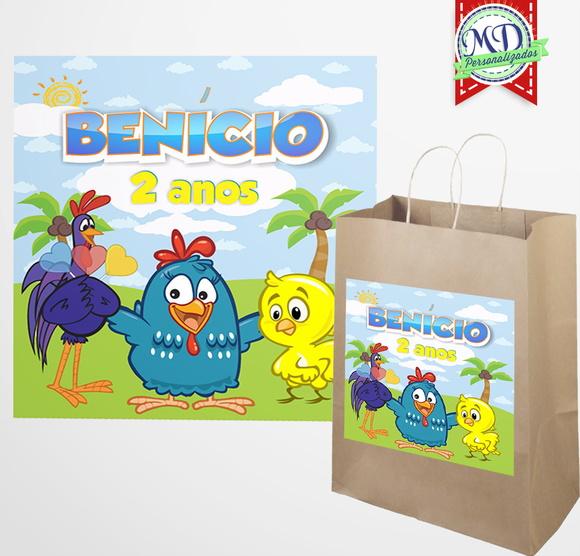 Adesivo Sacola Kraft Galinha Pintadinha