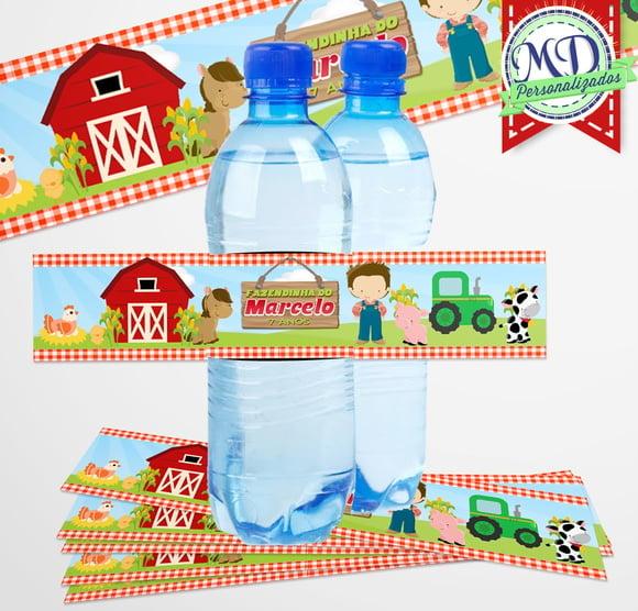 Adesivos para Água 500ml Fazendinha
