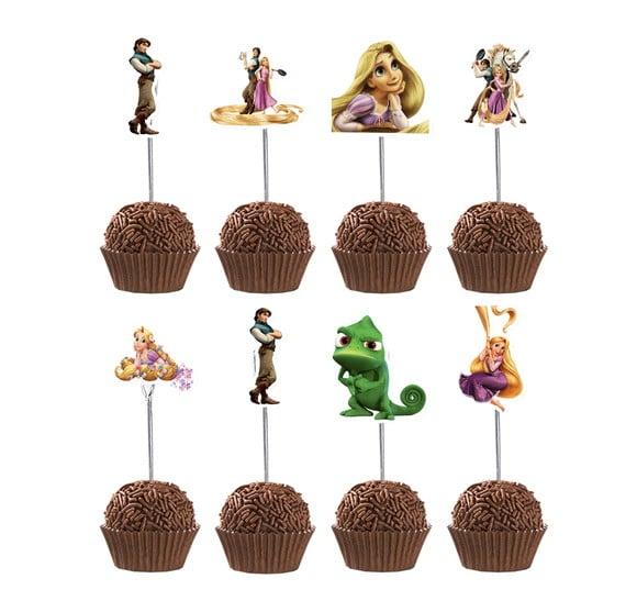 Aplique Topper Para Docinhos Com Palito Rapunzel Enrolados