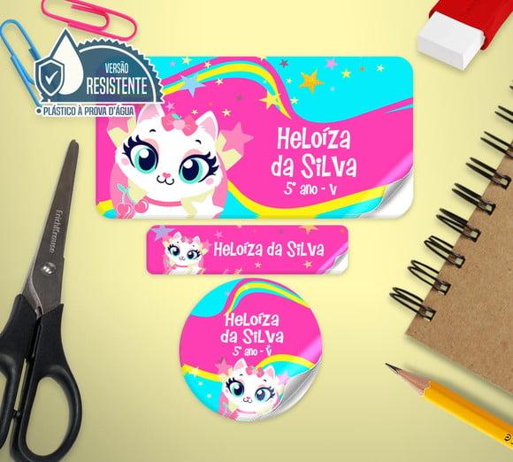 Etiqueta escolar Gatinha Puket 120 unid