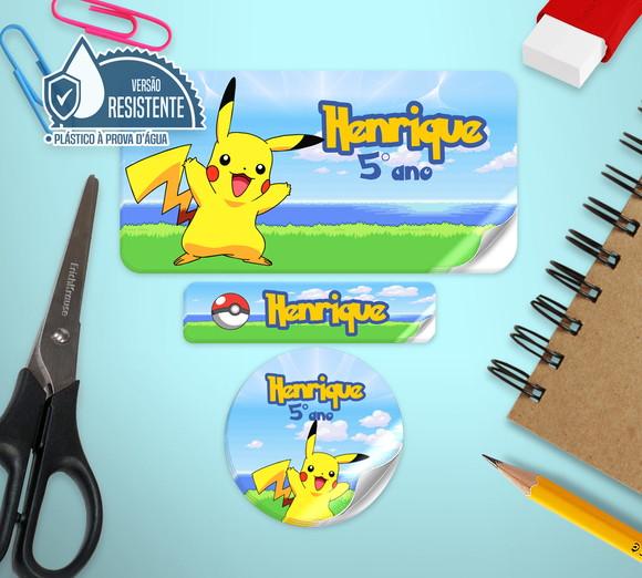 Etiqueta Escolar Pokemon Pikachu 120 Unid. Vinil