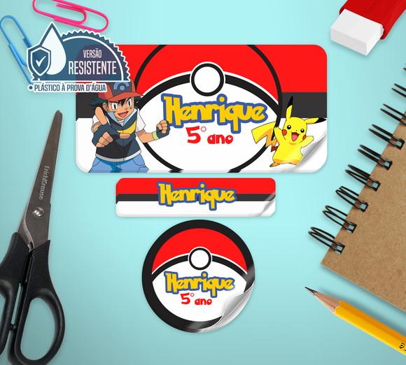 Etiqueta Escolar Pokemon 120 Unid. Vinil