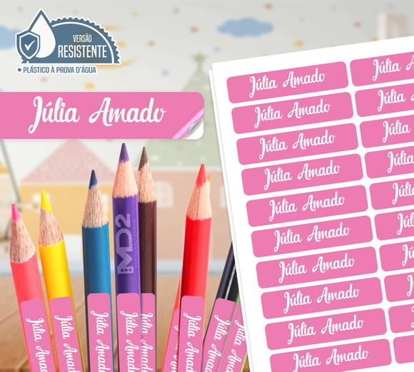Etiquetas escolares finas PLÁSTICO PODE MOLHAR