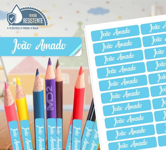 Etiquetas escolares finas PLÁSTICO PODE MOLHAR