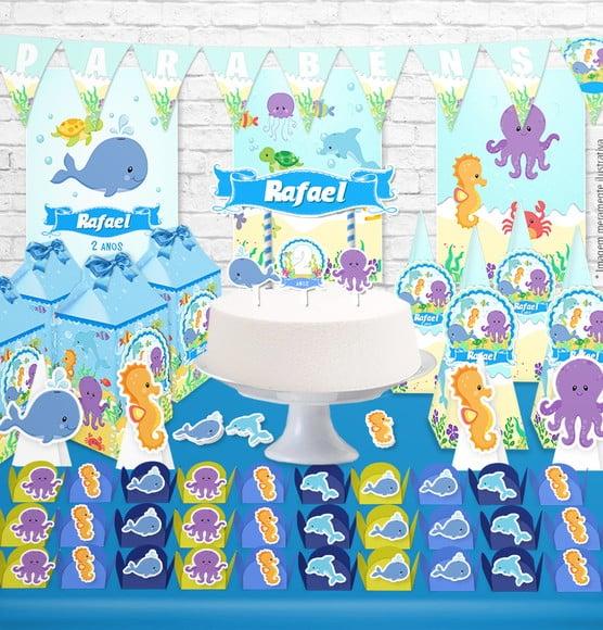Kit de Aniversário Fundo do Mar - m