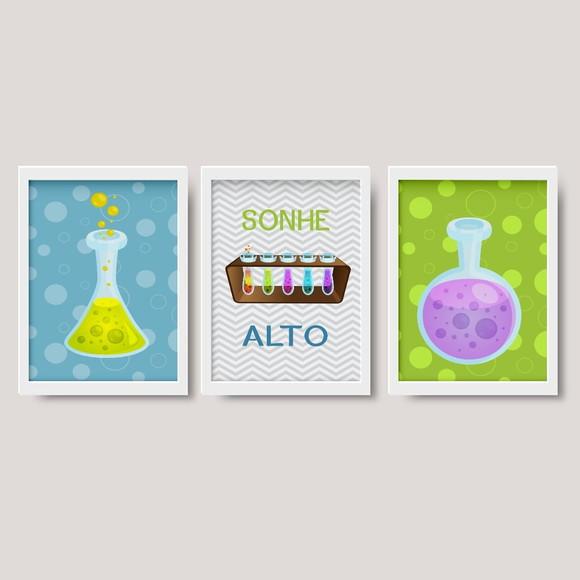 Kit 3 Quadros Cientista Baby