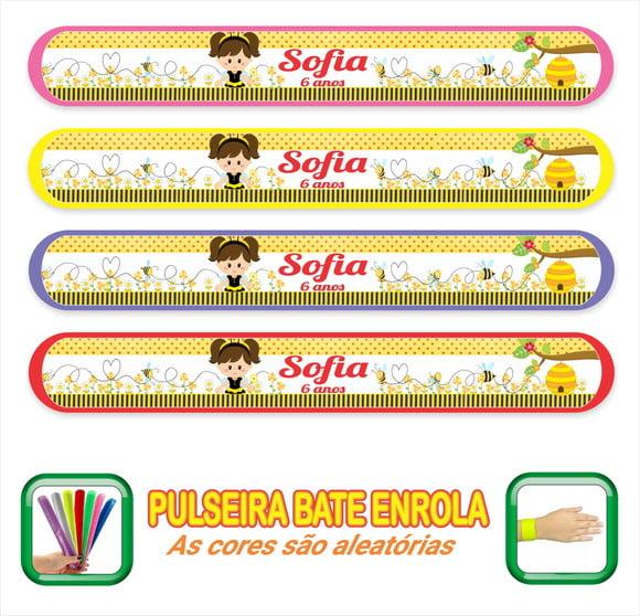 Pulseira Bate Enrola Personalizada Abelhinha Mod01