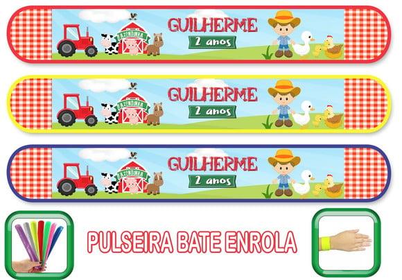 Pulseira Bate Enrola Personalizada Fazendinha Mod01