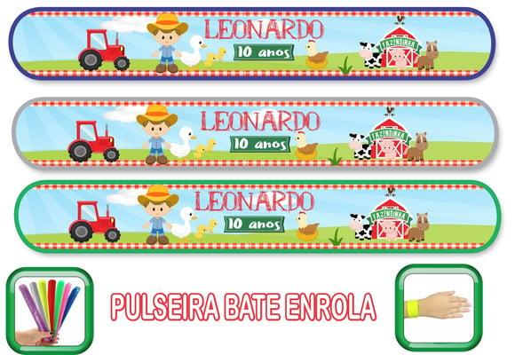 Pulseira Bate Enrola Personalizada Fazendinha Mod 03