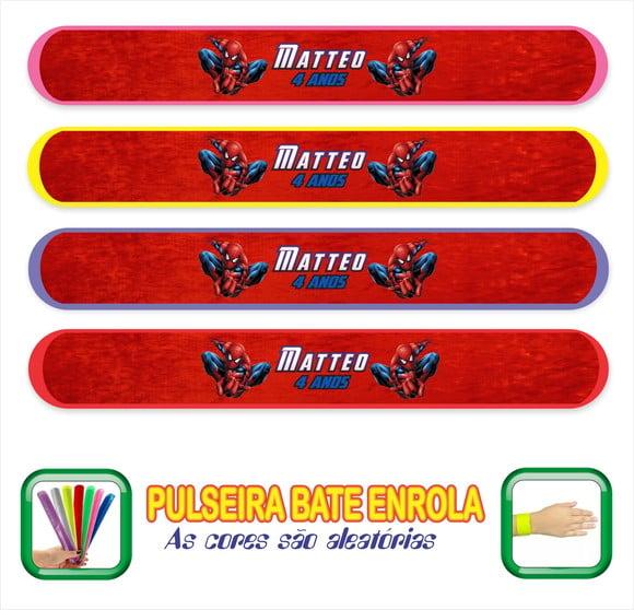 Pulseira Bate Enrola Personalizada Homem Aranha D1