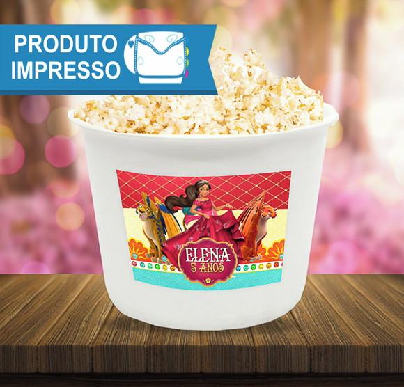 Rótulo Adesivo Balde de Pipoca Princesa Elena de Avalor
