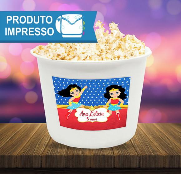 Rotulo Balde Pipoca Mulher Maravilha