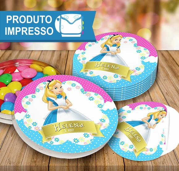 Rotulo Redondo Alice no País das Maravilhas