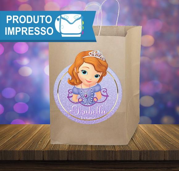 Rótulo Sacola Kraft Princesa Sofia