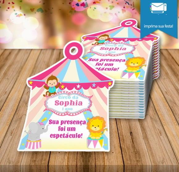 Tags para Lembrancinha Circo Rosa