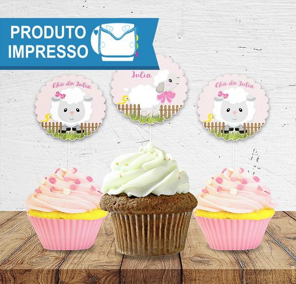 Topper Cupcake Ovelhinha Menina
