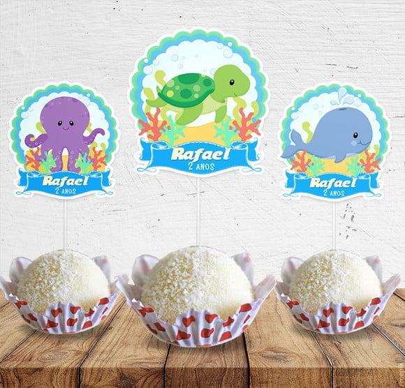 Topper para Doces Fundo do Mar